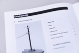 Insight into the manual for the electrostatics experiment case demo set; the &quot;tip discharge&quot; experiment is shown with an experiment image and the material list.