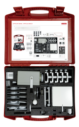 Open experiment case optical bench for physics lessons, all experiment materials are in the foam and can be seen at a glance.
