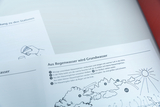 The picture shows instructions on the topic &quot;Rainwater becomes groundwater&quot; with a schematic representation of the water cycle. The steps described explain how invisible water drops evaporate and turn into clouds and finally into rain 