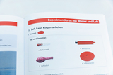 The picture shows instructions for an experiment on the topic &quot;Air can lift bodies&quot;. It lists the materials needed, including a balloon valve, a balloon, a balloon pump and an air cushion plate.