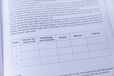 The image shows a section from a water sampling manual that provides instructions for collecting and analyzing water samples. There is a table for documenting samples, including depth, comments, odor, color, and turbidity.