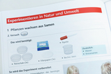 The image shows instructions for an experiment in which plants grow from seeds. It lists the materials needed, such as petri dishes, pipettes and filter paper, as well as additional ingredients such as water and cress seeds.