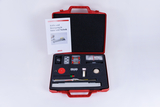 The picture shows a red suitcase containing experimental materials for the area of &quot;Forces and Movement in Nature and Technology&quot;. In addition to various components, there are instructions explaining how to use the materials.