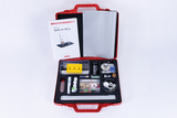 The picture shows a red suitcase set called &quot;Substances in Everyday Life&quot; for experimental learning. Inside there are various materials and utensils suitable for chemical experiments, as well as instructions.