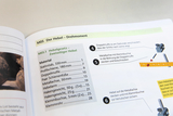 The picture shows a page from a textbook containing information on the law of the lever. It lists the materials needed and gives instructions on how to assemble a two-column lever.