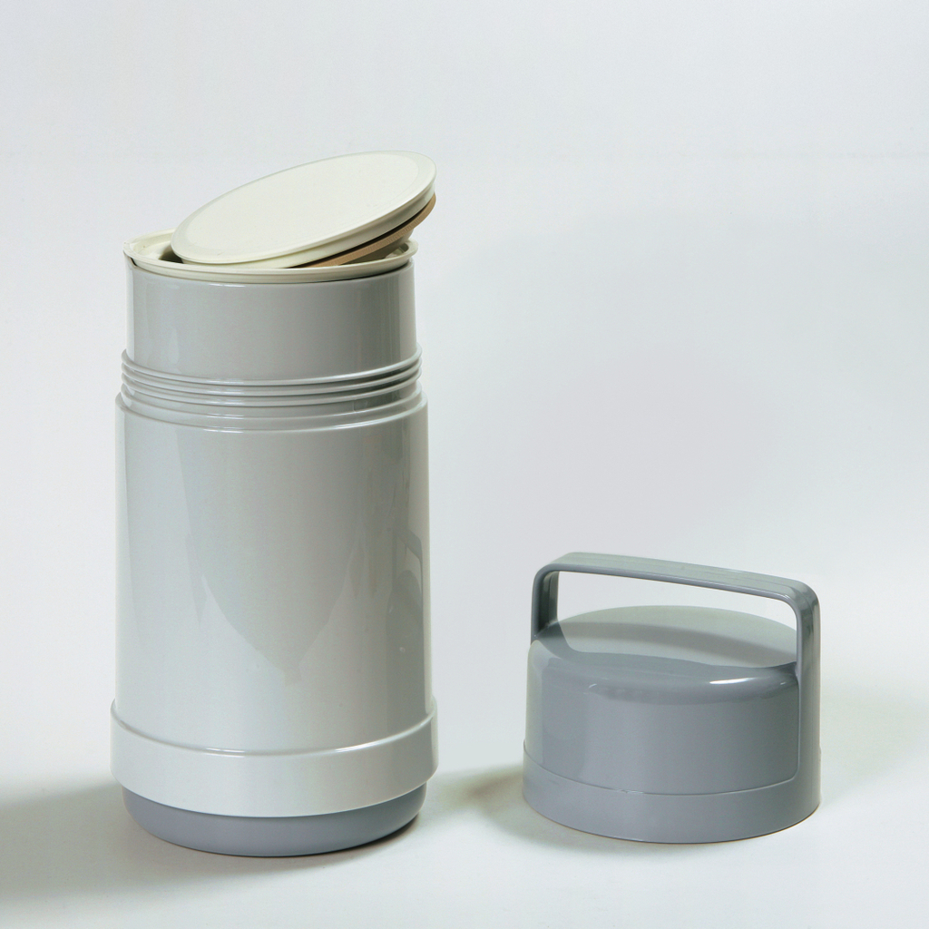 The image shows a white cylindrical container with a removable lid and a gray, round container next to it. Both products appear to be designed for experimental purposes in education.