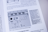 The image shows a functional model of the human eye, consisting of various parts, including lenses and mounts. Instructions on how to assemble and use the parts are also shown to facilitate experimental investigation.