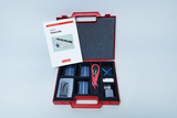 The picture shows a solar cell experiment kit in a red case, which contains various components such as solar cells, cables and instructions. It is suitable for practical use in education to teach how solar energy works.