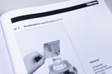 The image shows instructions for the &quot;Evaporation and Condensation&quot; experiments with a representation of a beaker and a hand holding part of the experiment. The text lists the materials required to carry out the experiment.